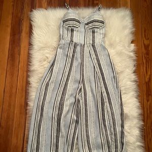 Target Blue+White Striped Spaghetti Strapped Jumpsuit